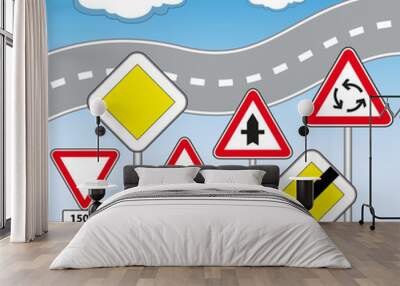 Traffic signs. Vector illustration Wall mural