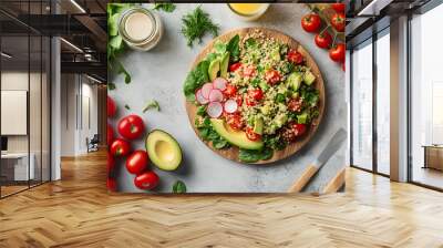 Colorful Vegan Essentials for Healthy Living Wall mural