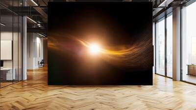 gold warm color bright lens flare flashes leak for transitions on a black background Wall mural