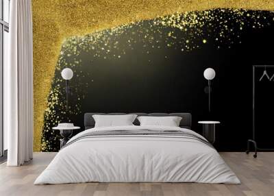 luxury gold glitter golden sparkle confetti shiny glittering dust corner frame border background Wall mural