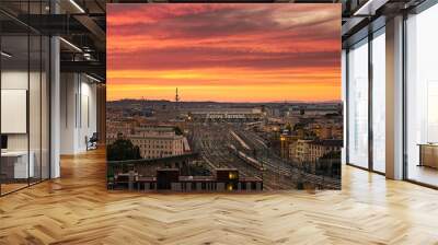 railstation Roma Termini sunset landscape Wall mural