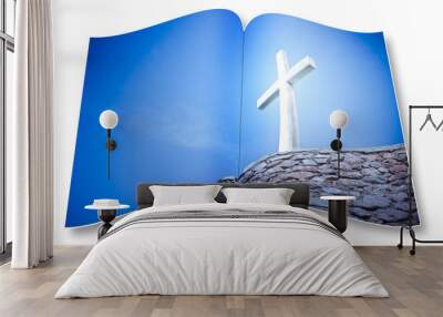 3D render of an opened photobook with christian cross - I'm the copyright owner of the images used in this 3D render. Wall mural