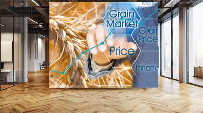 Increase in the cost of wheat - concept with business manager and rising graph Wall mural