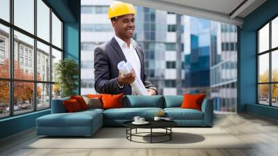 afro american construction engineer Wall mural