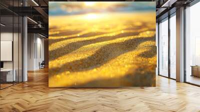 Yellow sand covering the beach generative ai Wall mural