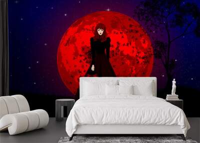 woman in the night Wall mural