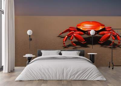 cartoon crab in the sand, Generative AI Wall mural