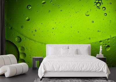 green liquid background of bubbles with movement Wall mural