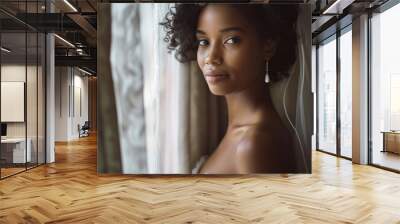 Beautiful black woman beauty posing for photo Wall mural