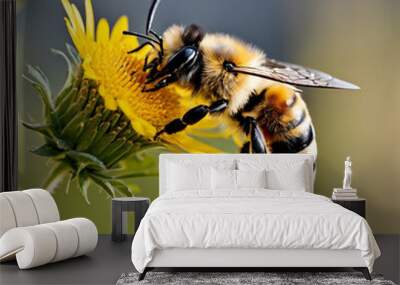 bee on a flower Wall mural