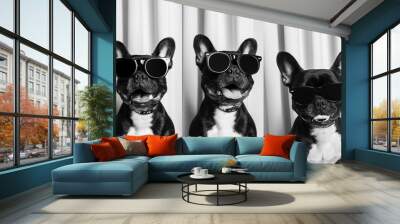 Funny animal dog posing for photo wearing glasses photo animal world Wall mural