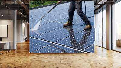 washing and cleaning photovoltaic panels Wall mural