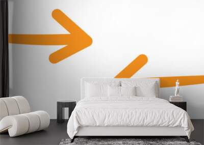 orange arrow icon on a white background Wall mural