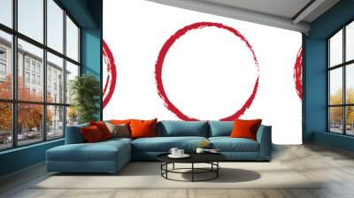 Red circle line hand drawn. Highlight the hand drawing circle isolated on a white background. Round handwritten circle.  Wall mural