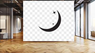 Time of the day  Rising and setting sun, crescent moon and stars, day and night time symbols. Vector illustration Wall mural