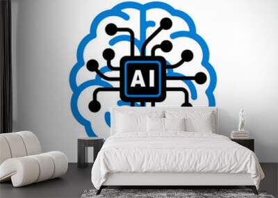 artificial intelligence icon on white background Wall mural