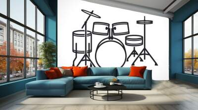 drum set icon isolated vector Wall mural