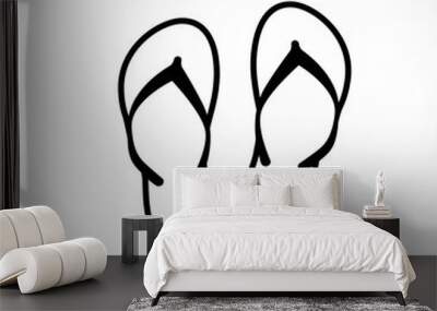 flip flop icon on white background Wall mural