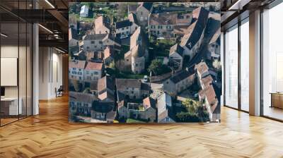 Vue aérienne du village d'Herbeville dans les Yvelines à l'ouest de Paris Wall mural