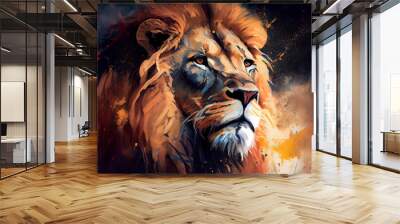 A portrait och a lion, Generative AI Wall mural