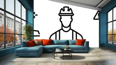 Conjunto de iconos de minería. Extracción de minerales, mina, túnel, minero, explosivo. Ilustración vectorial Wall mural