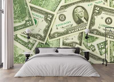 A Pile of Two Dollar Bills as a Money Background Wall mural