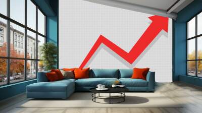 Red arrow growth up, economy concept Wall mural