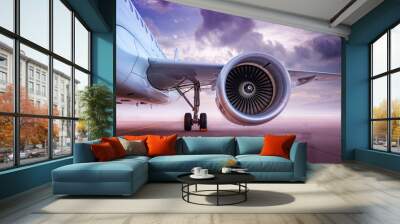 modern aircraft on an airfield Wall mural