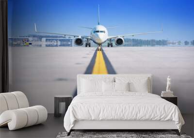 modern airliner on a runway Wall mural