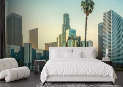 panoramic view at the skyline of los angeles, california Wall mural