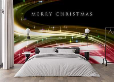 fantastic christmas wave design with glowing stars Wall mural