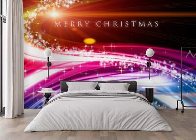 fantastic christmas wave design with snowflakes and stars Wall mural