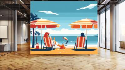 summer beach illustration Wall mural