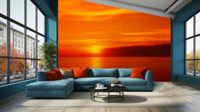 Blurred sunset in red color Wall mural