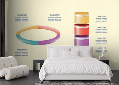 infographic of ellipse ready to describe process in four steps and the vertical cylinders ready to s Wall mural