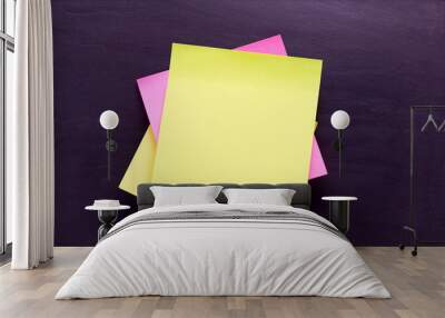 colorful sticky notes with shade on blackboard Wall mural