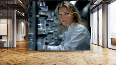 Dairy Laboratory Technician Conducting Microbiological Tests on Milk Samples Wall mural