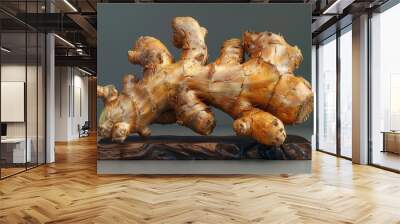 Macro 8k Hyper-Realistic Image of Ginger Root Isolated on Transparent Background for Culinary Concepts and Herbal Medicine Designs Wall mural