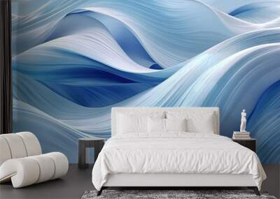 Abstract blue flowing background, generative ai Wall mural