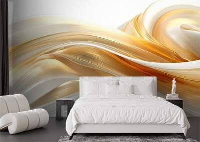 abstract white and gold swirling background with a high quality luxury feel ideal for backdrops, generative ai Wall mural