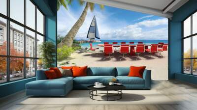 Business meeting on the beach Wall mural