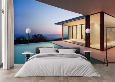 Contemporary white house with pool Wall mural