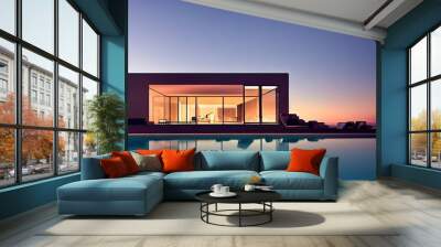 Contemporary white house with pool Wall mural