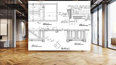 detail of an architect blueprint Wall mural