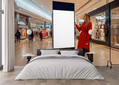 Digital signage with a screen in a mall, enhancing the shopping experience Wall mural