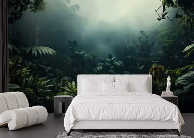 Fresh exotic jungle background with lots of copy space Wall mural