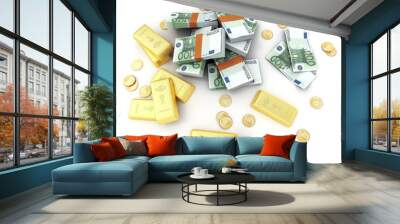 Gold and cash, Euro Wall mural