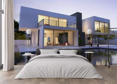 Modern house with pool Wall mural