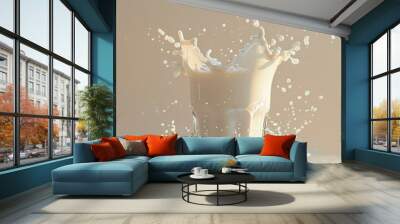 Photography of milk on a white background Wall mural