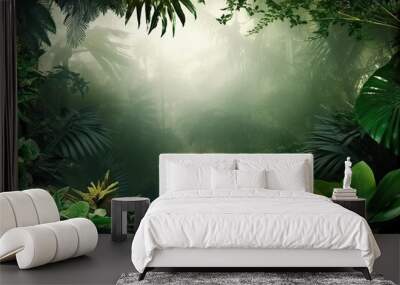 rainforest frame with lots of copy space, generative ai Wall mural